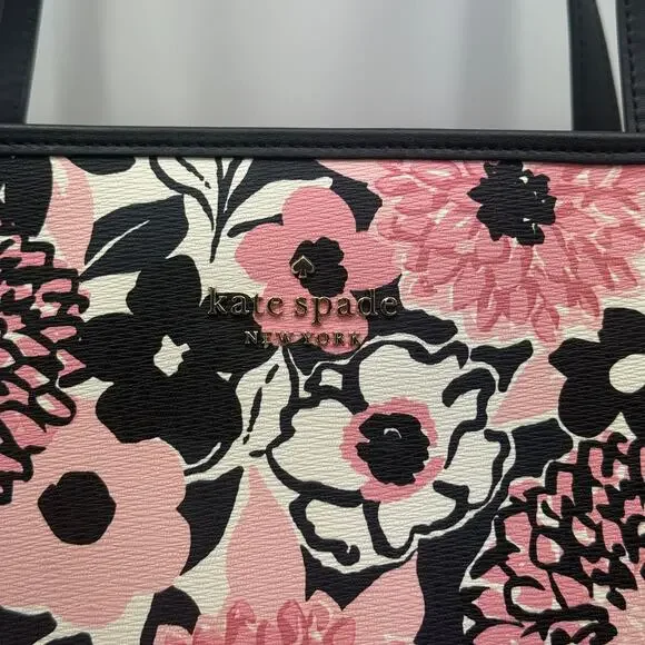 Kate Spade NY Pink Floral Two Pocket Double Strap Handbag Tote Purse - Picture 4 of 9